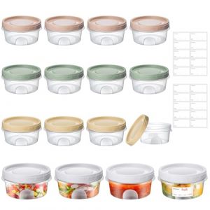 Mispudin Lot de 16 Boite Conservation Alimentaire Ronde, 300ml Boite Plastique Alimentaire avec Couvercle Reutilisable, Petits Récipients Alimentaires pour Congelation, Micro-ondes (YongHF, neuf)