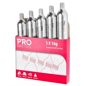 Pro Bike Tool Cartouche co2 - pour Tous Les gonfleurs de pneus de vélo à raccord fileté - Remplissage Rapide d'air pour Les pneus de vélo - Cartouches de co2-30 Cartouches de CO2 filetées de 16g (Pro-Bike Tool, neuf)