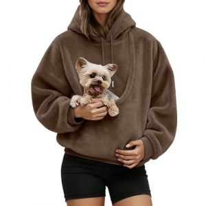 Sweat a Capuche Femme Hiver avec Poche Kangourou Et Poche de Transport pour Animal - Sweat Femme - Pull pour Chat &agrave; Capuche Douce Et Confortable Pull de Transport pour Chat Et Chien (wulizizi, neuf)