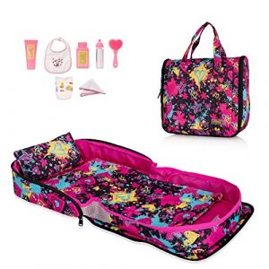 HappyVk- Lit pour poupée - Berceau Portable pour poupée - pour poupées jusqu'à 53 cm - Sac à Main pour Fille - Ensemble pour poupée - Graffiti (HappyVk, neuf)