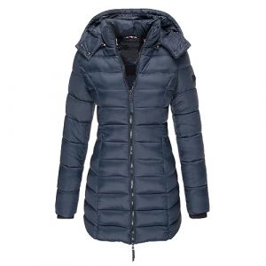 LAEMILIA Manteau Femme Hiver Chaud Veste Femme Capuche Amovible Blouse Femme Hiver Fermeture Eclair avec Poches Doudoune Mi Longue Matelass&eacute; Parka Femme Couleur Unie Grande Taille S-XXL / 34-48 (LAEMILIA, neuf)
