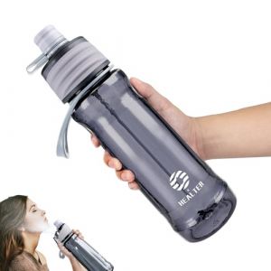Healter 650ml Gourde Brumisateur eau Visage Brumisateur Rechargeable Bouteille Sport pour Hydratation en Extérieur outeille d'eau de Cyclisme étanche pour Fitness et Sports(Gris) (RockBone, neuf)