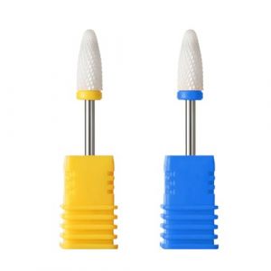 2 PCS Embout ponceuse ongles, Foret à ongles forets en céramique pour la manucure pédicure gel cuticule gel polissage forme de cylindre tête de meulage, avec base d'affichage (FANG XILONG DE SHOP, neuf)