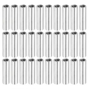 sourcing map Manchon Filetée Rond Écrou Accouplement M4x0.7mm Femelle Filetage 20mm Raccorder Tige Barre Goujon Tube Écrou Connecteur pour Rallonger, Argenté Paquet de 30 (Weisser Berg, neuf)