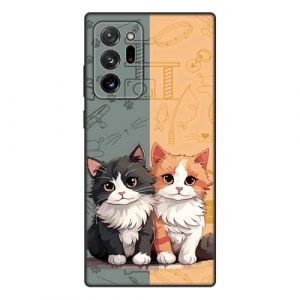 Sinyunron Coque Compatible avec Samsung Galaxy Note 20 Ultra 4G/5G Housse en Silicone Souple avec Dessin Esth&eacute;tique Motif, Antichoc Anti-Rayures Flexible TPU &Eacute;tui de Protection,2 Chatons (Jamitai, neuf)