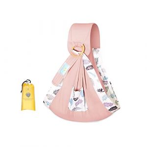 SONARIN Echarpe de Portage,Coton Doux Porte-b&eacute;b&eacute; B&eacute;b&eacute; Sling &Eacute;charpe Porte B&eacute;b&eacute; Couverture d'Allaitement avec Anneaux R&eacute;glables pour Nouveau-n&eacute; B&eacute;b&eacute; Tout-petit jusqu'&agrave; 15 kg(Feuille Rose) (granhulgy O&Uuml;, neuf)