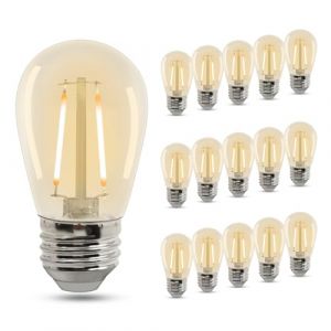 BESLAM S14 LED Ampoules &agrave; filament 2W, Ampoule Edison plastique Blanc Chaud 2200K E27 120LM, &eacute;quivalente &agrave; 40W, pour remplacement d'ampoule de guirlande lumineuse ext&eacute;rieure &eacute;tanche, 15 pi&egrave;ces (BESLAM, neuf)