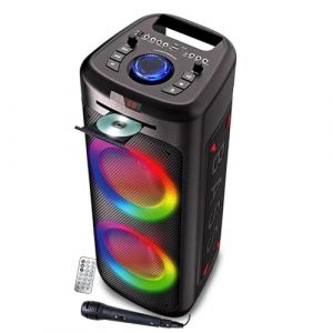 INOVALLEY Enceinte Autonome Lumineuse avec Lecteur CD MS06-CD-XXL - Bluetooth 5.0 / USB - 1000W - Karaoké, Radio FM (SONO-ENERGIE, neuf)