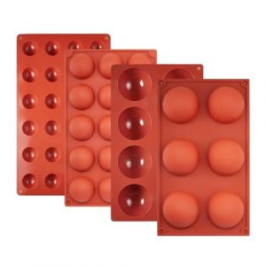 GIUSOBG Moule Silicone Patisserie 3 Pi&egrave;ces Moule Silicone Demi Sphere 6/15/24 trous Gel&eacute;e de Chocolat, avec une Spatule Plateau &agrave; Muffins en BPA Free fur Bonbons, Biscuit, Gommeux, Jello (BINHENGEU, neuf)