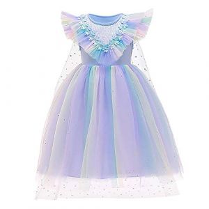 D?guisements Princesse Elsa Anna Robe ? Manches Longue Enfant Fille Cosplay Glace Reine des Neige Costume et Accessoires pour C?r?monie Soir?e Anniversaire Mariage Bleu-06 3-4 ans (IBTOMCASTLE, neuf)