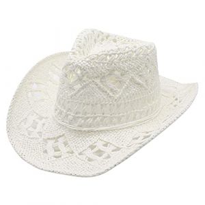 Chapeau de Cowboy Western Femme Homme Été Western Cowboy Chapeau Shapeable Chapeau de Paille Creusé Chapeau de Soleil Casquette pour Voyage Plage Extérieur Pêche (NiceYear, neuf)