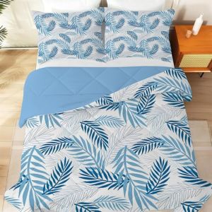 SYHIEGO Couette 240x260 Tropical Feuille Couette Imprimée Vert Couette 4 Saisons Édredon Lit 2 Personnes 240x260 cm avec 2 Taie d'oreiller 65x65, Réversible Couette sans Housse (Gengz, neuf)