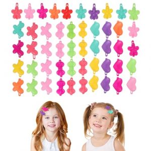 IWOWHERO Lot de 50 Barrettes &agrave; Cheveux Dessin Anim&eacute; en Plastique Auto-Agrippant Motifs C&oelig;ur Fleur de Prunier N&oelig;ud et Insecte Volant Accessoires Color&eacute;s pour Coiffure Gar&ccedil;on et Filles (Ssaaya, neuf)