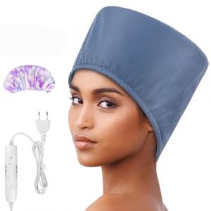 Totofac Casque Chauffant Cheveux Vapeur Soin, Bonnet Chauffant Cheveux, 2 Niveaux de Temp&eacute;rature, Charlotte Chauffante Id&eacute;al pour les soins &agrave; la maison (Noir) (bleu) (Efficition, neuf)