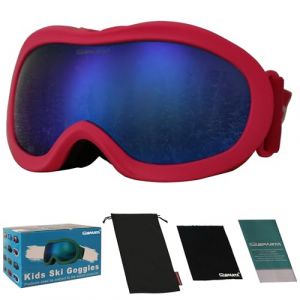 OUTDOORSPARTA Lunettes de ski pour enfants - casque pour gar&ccedil;on et fille lunettes de ski compatibles avec une protection UV &agrave; 100% (10. Bordure Rose Fonc&eacute;, Plein Objectif Miroir Bleu) (OutdoorSparta, neuf)