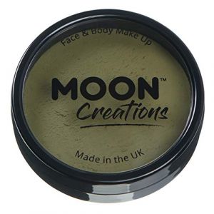 Moon Creations Maquillage professionnel visage et corps | Moules à gâteaux professionnels avec peinture colorée pour maquillage | pour enfants, adultes, festival, Halloween, vert armée, 36 g (NeonBeauty, neuf)