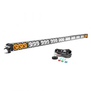 Willpower Barre LED 54'' 300W Rampe Unique 12V 24V IP67 Projecteur Feux Phare de Travail pour 4x4 Voiture Camion Tracteur Quad Bateau, avec C&acirc;blage, Ambre & Blanc (YZ-EU, neuf)