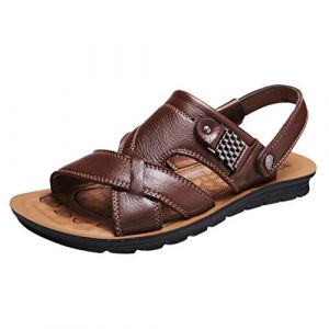 Sandales Homme Claquettes Cuir Mule Homme Sandale Antidérapante Sandales de Randonnée Extérieur Chaussures d'été pour Maison Plage (yesokokSLA, neuf)