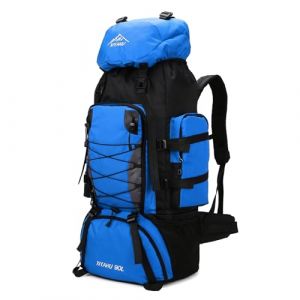 CINGHI LUSSO Sac à dos de randonnée 90 L pour homme et femme - Sac à dos imperméable pour voyage, camping, trekking, plein air, bleu, 80*43*25cm/31.5*16.9*9.8in (chenbin shop, neuf)