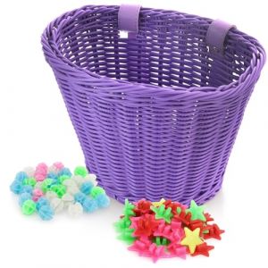 Spesh Panier &agrave; V&eacute;lo pour Enfants Panier Avant en Osier de V&eacute;lo avec 72 Perles de Rayons pour Gar&ccedil;ons et Filles(Violet) (Spesh-eu, neuf)