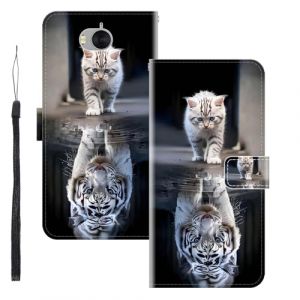 WUACYEAMING Coque pour Huawei Y5 (2017)/Y6 2017,Protection Housse en Cuir PU Portefeuille &agrave; Rabat Motif Cover Kickstand Bumper Antichoc [Fentes pour Cartes] Chat Tigre (WUACYEAMING, neuf)