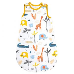 MOEMOE BABY Gigoteuse Été 0.5 Tog Gigoteuse Bébé en Coton Sac de Couchage pour Fille et Garçon,Gigoteuse sans Manches, Lavable,Couverture D'emmaillotage, Girafe,6-12 Mois,M (MoeMoeEU, neuf)