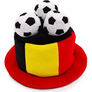 Toyland® Belgique Chapeau Haut de Forme Fantaisie pour Fan de Football avec Footballs 3D - Parfait pour les Fêtes de L'Euro/Coupe du Monde/Football et les Célébrations en Belgique - 8 Pays Disponibles (Balloon Shop, neuf)