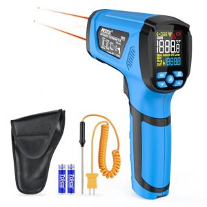 Thermomètre Infrarouge MESTEK, Thermometre Laser et Sonde, -40℃ ~ 1600℃(-40℉ ~ 2912℉) Sans Contact, IR Pistolet de Température Digital LCD Alarme et Émissivité Réglable, pour Industrial Cuisine Pizza (CHUNFENG, neuf)