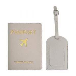 YMWALK Porte-Passeport en Cuir PU Imperm&eacute;able,&Eacute;tui Passeport et &Eacute;tiquette Bagage, Accessoires de Voyage &Eacute;l&eacute;gants et S&eacute;curis&eacute;s pour Passeport, Carte de Cr&eacute;dit et Carte D'identit&eacute; (Gris) (Parfek-EU, neuf)
