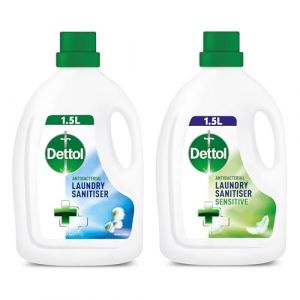 Dettol Nettoyant pour linge antibact&eacute;rien, additifs d&eacute;sinfectants originaux et sensibles, coton frais et sans parfum, 25 lavages, 2 x 1,5 l, lot de 2. (Grajub, neuf)