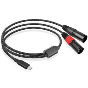 GOMETY C&acirc;ble micro USB C vers double XLR m&acirc;le, 3 m de type C vers 2 XLR, fiche c&acirc;ble d'amplificateur de puissance st&eacute;r&eacute;o, c&acirc;ble audio d'amplificateur tress&eacute;, c&acirc;ble de branchement XLR, compatible PC, (XULAI LIMITED, neuf)