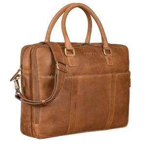 STILORD 'Drake' Sacoche d'affaires Cuir Vintage Sac Business Cuir Homme Femme | Vintage Sac Bureau Grand Format pour Bureau, Travail & Ordinateur Portable 15,6 Pouces, Couleur:taranto - Marron (STILORD Cuir, neuf)