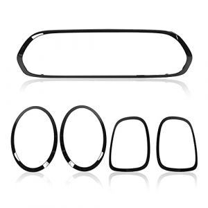 Akozon Kit de Garniture de Calandre de Phare, 5 Pi&egrave;ces Noir Brillant pour Phare de Voiture, Calandre de Feu Arri&egrave;re pour Mini F55 F56 F57 One Cooper S JCW 2014+ (huaer2020, neuf)