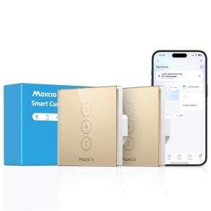 Maxcio Interrupteur Volet Roulant Connecté Compatible Avec Alexa Et Google Home, Interrupteur Connecté Volet Roulant Intelligent Avec Minuterie Et Commande Vocale, Interrupteur Tactile (2, Doré) (Maxcio Smart Mall, neuf)