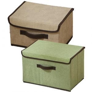 CALLYSONIC 2 Pi&egrave;ces Boite de Rangement Tissu avec Couvercle, Boite de Rangement Vetement avec Poign&eacute;e, 27 x 20 x 16 cm Casier de Rangement, pour Chambre &agrave; Coucher, Salon, Armoire (HSYTEK-Direct, neuf)