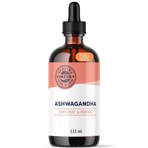 Vimergy Ashwagandha Liquide, 57 Portions – Gouttes d'Ashwagandha – Extrait d'Ashwagandha avec de la Glycérine – Complément Végan – Formulé sans Sucre ni Liant – Sans OGM ni Gluten (115 ml) (Vimergy, neuf)