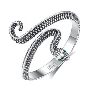 EUDORA Harmony Ball Bague Serpent pour Homme et Femme en Argent Sterling S925, Anneau Ouvert et Ajustable Bijou Gothique D&eacute;licat Id&eacute;al Comme Cadeau (EUDORA Harmony Ball, neuf)