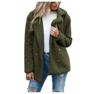 Veste En Sherpa Chaud Parka Femme Outwear Sweat Capuche Fourrure Manteau Femme Hiver Manteau Femme Hiver Randonnée Gilet Femme Hiver Doudoune Femme Avec Fourrure Blouson À Capuche 2024 Vert Foncé XXL (SHONTON, neuf)