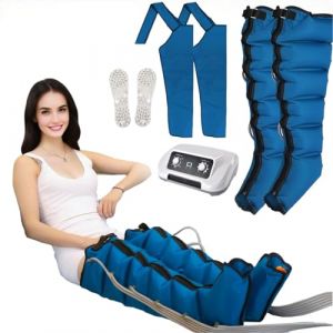 Bottes Pressothérapie XL, Machine de Pressothérapie, Masseur de Compression d'air Jambes Drainage Lymphatique, Appareil Circulation Sanguine Jambes, Massage et Relaxation (Bleu, 2 Legs+2 Arms) (NANNAN-DAMAI, neuf)