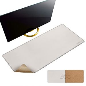 MAIDERN Tapis de bureau en cuir et liège,Tapis de souris 100x40cm, Sous-mains bureau en cuir PU imperméable, Sous main bureau pour le bureau et la maison (Crème) (Maidern Cork  Leather Direct, neuf)