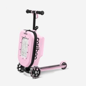 Cariboo Trottinette Enfant avec Valise à partir de 2 Ans Tricycle 2en1 Pliable Réglable en Hauteur Jusqu’à 50 kg Bagage à Main iTravel Rose (MOVINO, neuf)