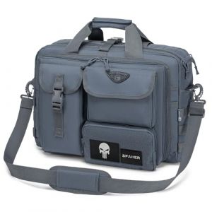 SPAHER Sacoche Ordinateur Portable 14/15.6/17 Pouces Sac Messenger a Bandouliere Tactique Imperméable Mallette Cartable Sac à Main Militaire Cadeau pour Homme Travail Affaires Voyage Laptop Bag Gris (SPAHER GROUP-FR, neuf)