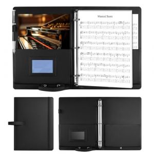 Classeur &agrave; partitions en cuir synth&eacute;tique &eacute;pais - Grand porte-notes A4 avec sangle - Pour partitions de musique - Avec poche int&eacute;rieure - &Eacute;tanche - Pour partitions de musique - Classeur d'art, noir (yjspbsm-shop, neuf)