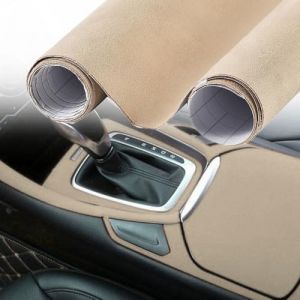 Blueshyhall Film pour voiture, film en microfibre aspect daim autocollant avec canaux d'a&eacute;ration, film en tissu microfibre autocollant pour int&eacute;rieur de voiture en velours daim (Beige, 30 x 152 cm) (Blueshyhall, neuf)