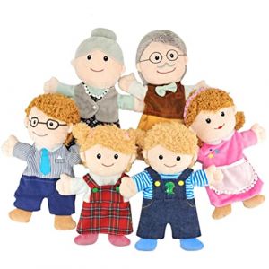 Ensemble de 6 Marionnettes à Main de 11,8 Pouces, Marionnettes pour Membres de la Famille, Marionnettes à Main en Peluche Douce, Marionnettes (Grand-père + Grand-mère + Papa + (Mouqikon, neuf)