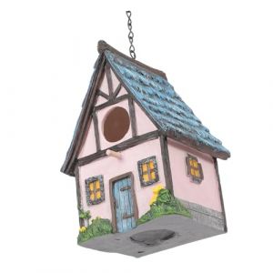BUGUUYO Nichoir &agrave; Oiseaux D&eacute;coratif en R&eacute;sine Rose, Petit Nid Ext&eacute;rieur Suspendu, Maison De Jardin R&eacute;sistante Aux Intemp&eacute;ries, Fournitures pour Petits Oiseaux, pour Jardin Et Terrasse (Recardis, neuf)