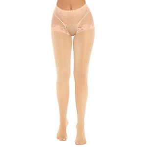 G&eacute;n&eacute;rique Collants Femme Ouvert Trou Entrejambe Brillants Collant Sexy El&eacute;gant Femme Chaussettes Collant avec Jarretelle Bas Hauts de Cuisse (qieycgd, neuf)