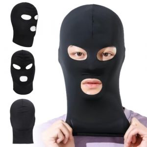 YAZWUR 1 Pcs Masque Cagoule SM &Eacute;lastique Masque Noir Stretch Respirant avec Ouvertures pour Yeux et Bouche Accessoire Intime et Fantaisie (Noir) (Romanimania OU, neuf)