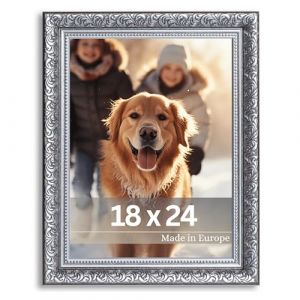 Victor Cadre Photo Rubens en 18x24 cm Noir Argent - Bar: 30x20mm - Verre Véritable - Châssis pour l'image Baroque - Antique - Vintage 18x24 (Victor_Store, neuf)