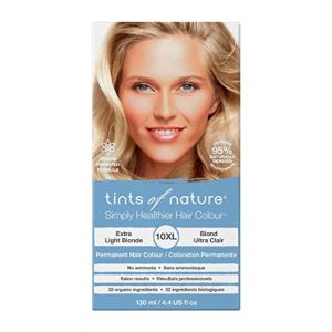 Tints of Nature 10XL Extra Light Blonde Permanent Hair Dye, Coloration Capillaire Permanente, Nourrit les Cheveux et Couvre les Cheveux Gris, Sans Ammoniac, Blond Extra Clair 130 ml (Solretail LTD, neuf)